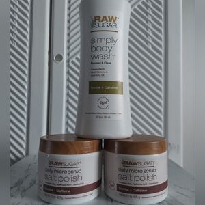 Raw sugar Simply Body Wash+2 Daily Micro Scrub Salt Polish Full Size Vegan